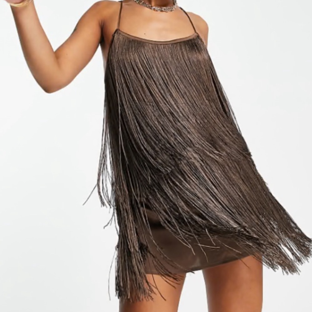 ASOS Brown Fringe Mini Dress - Never worn
